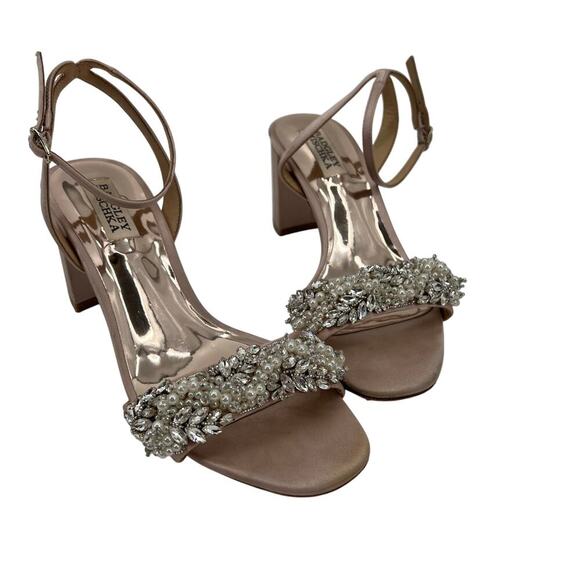 Badgley Mischka Blush Clara Block Heels Size 7 - Picture 2 of 13